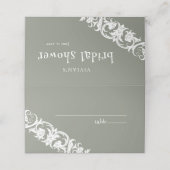 楽しいセージグリーン不気味な顔の花柄 ブライダルシャワー プレイスカード (外部開封)