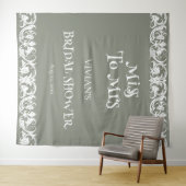 楽しいセージグリーン ミニマル ブライダルシャワー タペストリー (インサイチュ(横))