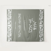 楽しいセージグリーン ミニマル ブライダルシャワー タペストリー (正面(横))