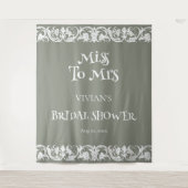 楽しいセージグリーン ミニマル ブライダルシャワー タペストリー (正面)