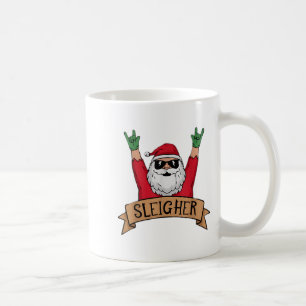 楽しいソリに乗ったロックンロールのサンタクロース クリスマス コーヒーマグカップ