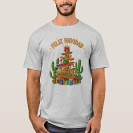 楽しいソンブレロ・スタック・クリスマスツリー Feliz Navidad Tシャツ
