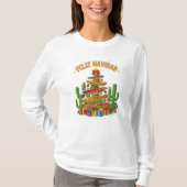 楽しいソンブレロ・スタック・クリスマスツリー Feliz Navidad Tシャツ (正面)