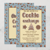 楽しいタイポグラフィーのクッキー交換パーティー 招待状 (正面/裏面)