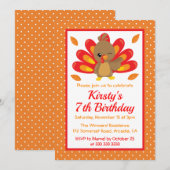 楽しいターキーサンクスギビングバースデー 招待状 (正面/裏面)