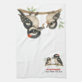 楽しいダウンウッドペッカー キッチンタオル (縦)