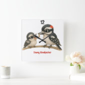 楽しいダウンウッドペッカー スクエア壁時計 (ホーム)