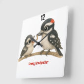 楽しいダウンウッドペッカー スクエア壁時計 (傾斜)