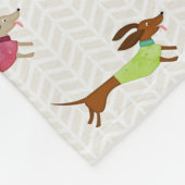 楽しいダックスフントパターン フリースブランケット (角)