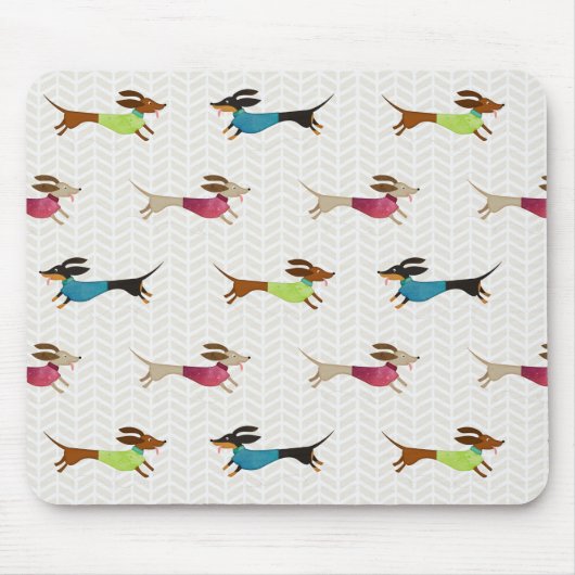 楽しいダックスフントパターン マウスパッド (正面)