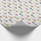 楽しいダックスフントパターン ラッピングペーパー (角)