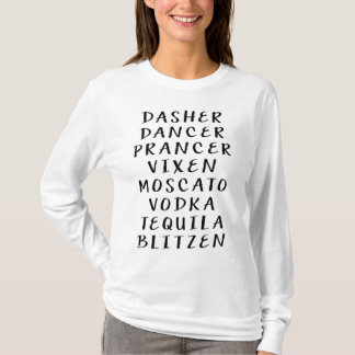 楽しいダッシャー ダンサー プランサー クリスマスで飲む Tシャツ