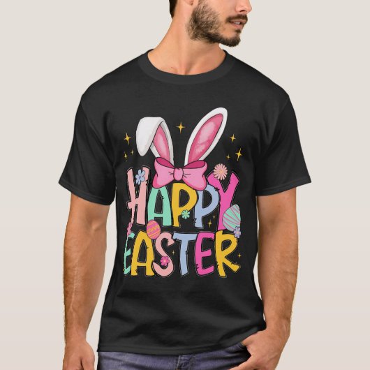 楽しいダビングうさぎ イースター ハッピーイースター Tシャツ (正面)