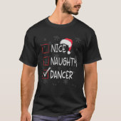 楽しいダンサー ダンススタジオ リスト クリスマス サンタ Tシャツ (正面)