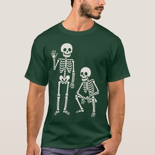 楽しいダンスをする骸骨のキャラクター ハロウィンT.R反対グッズ Tシャツ (正面)