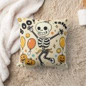 楽しいダンスを踊るスケルトンのハロウィンベクター クッション (ブランケット)