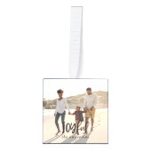 楽しいチェック数々の写真のクリスマスの装飾 キューブオーナメント (正面)