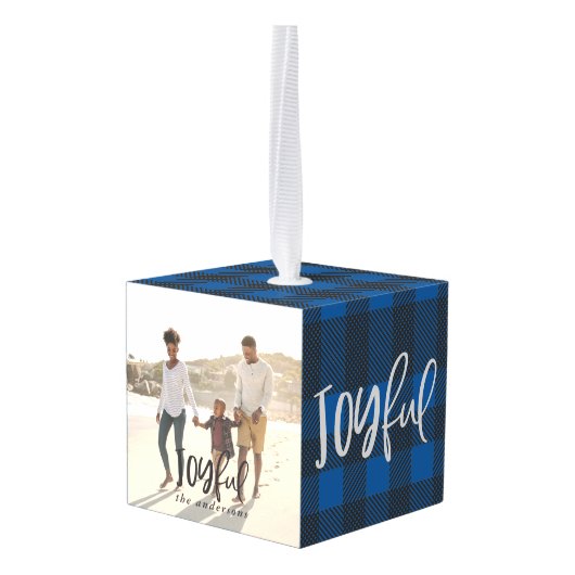 楽しいチェック数々の写真のクリスマスの装飾 キューブオーナメント (裏面アングル)