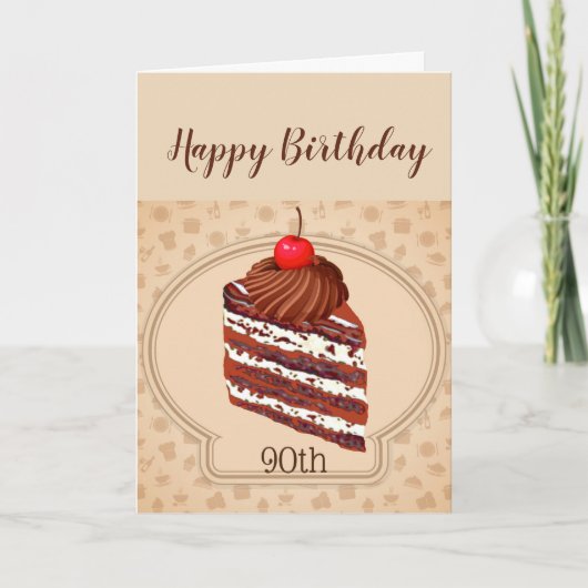 楽しいチョコレートケーキ90歳の誕生日カード カード (正面)