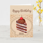 楽しいチョコレートケーキ90歳の誕生日カード カード (黄色い花)