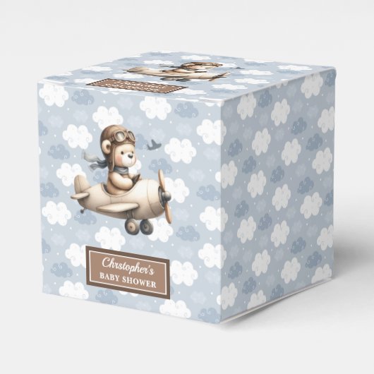 楽しいテディベアパイロットパーティーベビー特典ボックス フェイバーボックス (正面サイド)