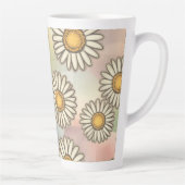 楽しいデイジーパターンオンパステル背景 カフェラテマグ (右)