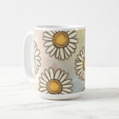 楽しいデイジーパターンオンパステル背景 コーヒーマグカップ (正面左)