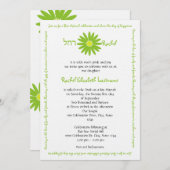 楽しいデイジーメッセージ文字バルミツワーグリーン 招待状 (正面/裏面)