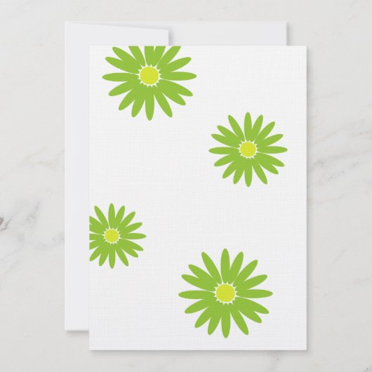 楽しいデイジーメッセージ文字バルミツワーグリーン 招待状 (裏面)
