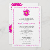 楽しいデイジーメッセージ文字バルミツワーピンク 招待状 (正面/裏面)