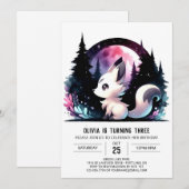 楽しいデジタルオオカミの誕生日 招待状 (正面/裏面)