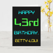 楽しいデジタルコンピューティングテーマの43歳の誕生日 カード (黄色い花)