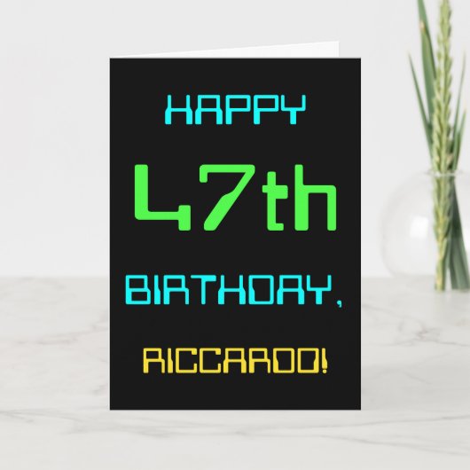 楽しいデジタルコンピューティングテーマの47歳の誕生日 カード (正面)