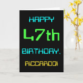 楽しいデジタルコンピューティングテーマの47歳の誕生日 カード (黄色い花)