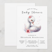 楽しいデジタルスワン赤ちゃんシャワー 招待状 (正面/裏面)