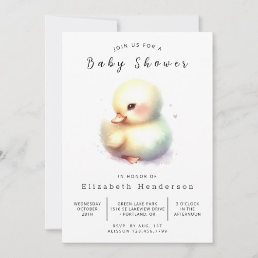 楽しいデジタルダックベビーシャワー 招待状 (正面)