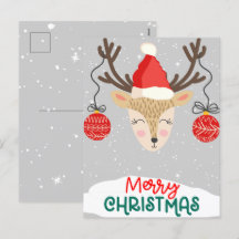 楽しいトナカイのクリスマスホリデーポストカード