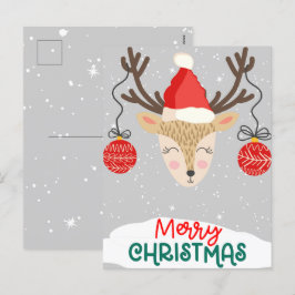 楽しいトナカイのクリスマスホリデーポストカード シーズンポストカード