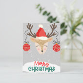 楽しいトナカイのクリスマスホリデー ポストカード (スタンド正面)