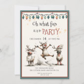 楽しいトナカイのホリデーパーティー 招待状 (正面)