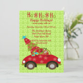 楽しいトナカイの運転とツリーのホリデーパーティー 招待状 (スタンド正面)