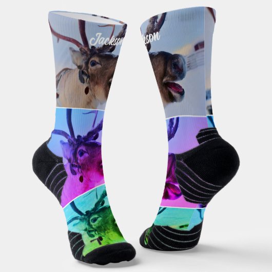 楽しいトナカイ柄の靴下 ソックス (傾斜あり)