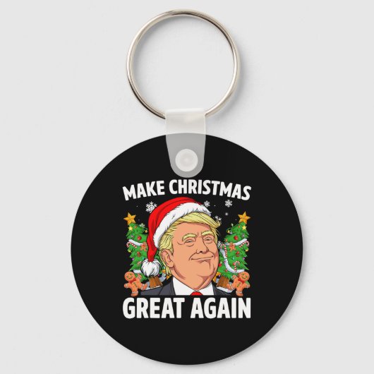 楽しいトランプ2024クリスマスを再び偉大に男物 キーホルダー (正面)
