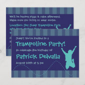 楽しいトランポリン誕生日パーティーの招待状 - 男の子用 招待状 (正面/裏面)