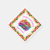 楽しいトロピカルアロハ誕生日ルアウパーティー スタンダードカクテルナプキン (角)