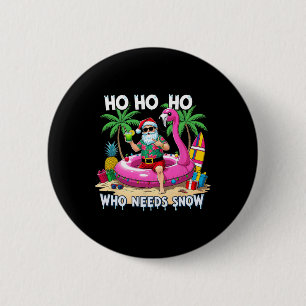 楽しいトロピカルサンタのクリスマス休暇ビーチギフト 缶バッジ