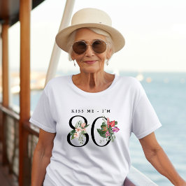 楽しいトロピカルデザイン 誕生日おめでとう80歳 Tシャツ