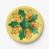 楽しいトロピカルフラワー フローラル 春 夏 誕生日 ペーパープレート (正面)