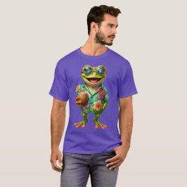 楽しいトロピカル・フロッグ・ハワイアンシャツ グラフィックTシャツ Tシャツ