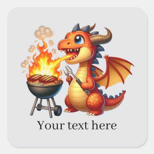 楽しいドラゴン焼きカスタマイズ可能 スクエアシール (正面)